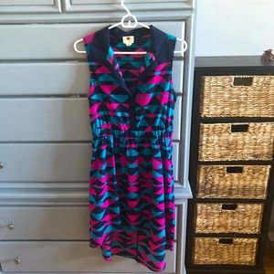 Lightweight sleeveless geometric print dress, sz M